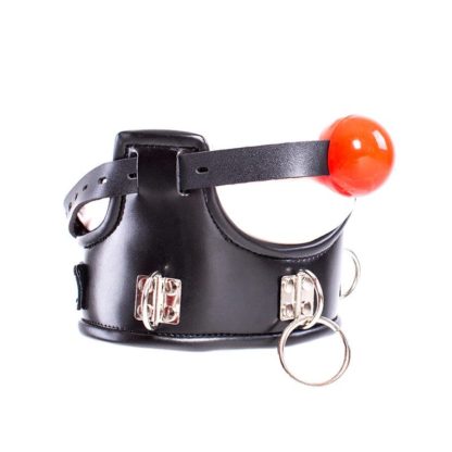 Black Faux Leather Soft Sponge Padded Posture Ball Gag Bondage Neck Collar - Image 4