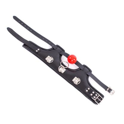 Black Faux Leather Soft Sponge Padded Posture Ball Gag Bondage Neck Collar - Image 6