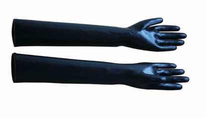 Long Black Latex Rubber Gloves - Image 3