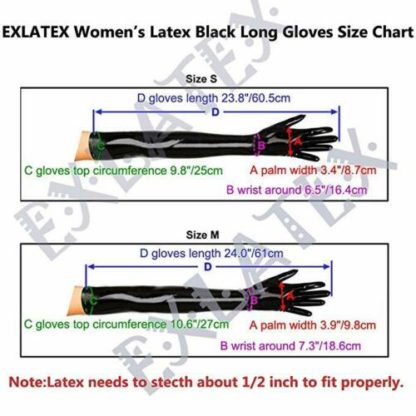 Long Black Latex Rubber Gloves - Image 2