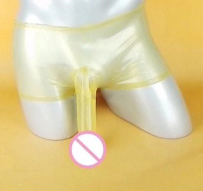 Mens Latex Rubber Sheath Pants Shorts Clear Translucent - Image 2