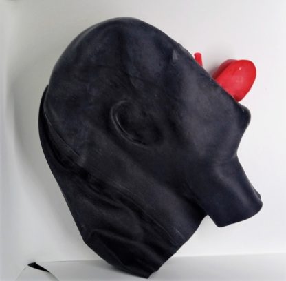 Mens Full Face Black Latex Rubber Zip Tongue Hood Two Thicknesses - Image 3
