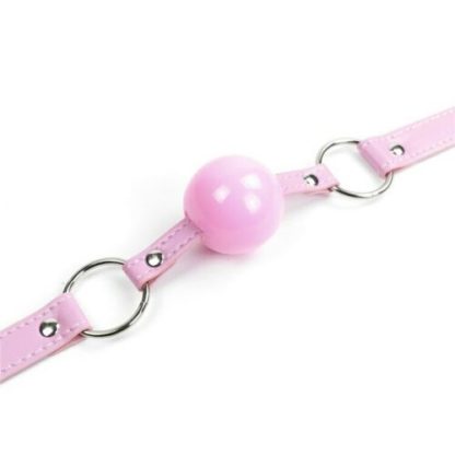 Soft Rubber Pink Faux Leather 40mm Silicon Rubber Ball Gag - Image 2