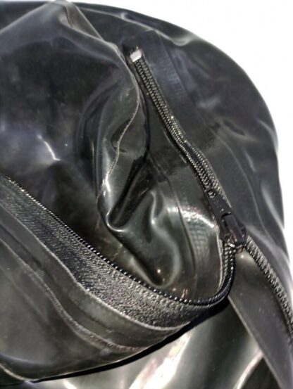 Black Latex Rubber Hood Mask Open Face Zipper Back Nose Holes Natural Rubber - Image 5