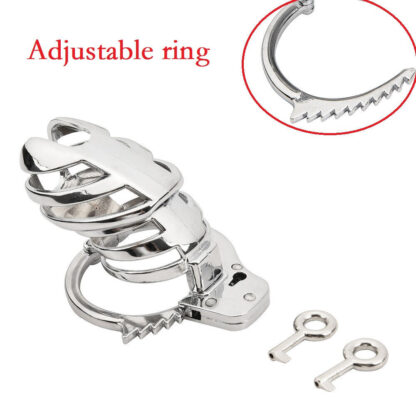 Steel Male Chastity Device Cock Cage Penis Cage Adjustable Locking Cuff Ring