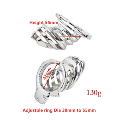 Steel Male Chastity Device Cock Cage Penis Cage Adjustable Locking Cuff Ring - Image 3