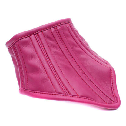 Pink/Rose Faux Leather Corset Posture Bondage Neck Collar - Image 5
