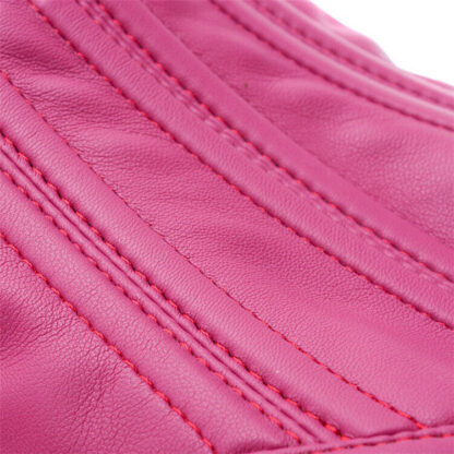 Pink/Rose Faux Leather Corset Posture Bondage Neck Collar - Image 6