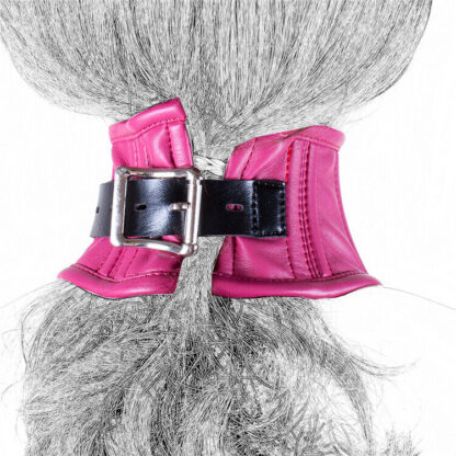 Pink/Rose Faux Leather Corset Posture Bondage Neck Collar - Image 7
