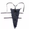 Black Faux Leather Lace Up Version Single Glove Over Shoulder Bondage Arm Binder Monoglove