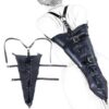 Black Faux Leather Lace Up Version Single Glove Over Shoulder Bondage Arm Binder Monoglove - Image 3