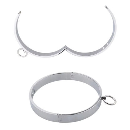 Steel Bondage Collar Metal Restraint BDSM Neck Slave Collar Two Sizes - Image 3
