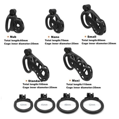 Resin Male Chastity Device Cobra Cock Cage Penis Sleeve With 4 Rings - Image 3