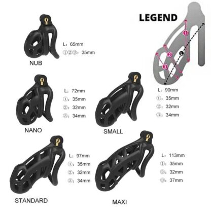 Resin Male Chastity Device Cobra Cock Cage Penis Sleeve With 4 Rings - Image 4