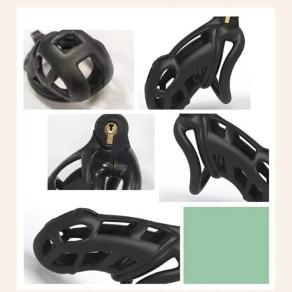 Resin Male Chastity Device Cobra Cock Cage Penis Sleeve With 4 Rings - Image 5