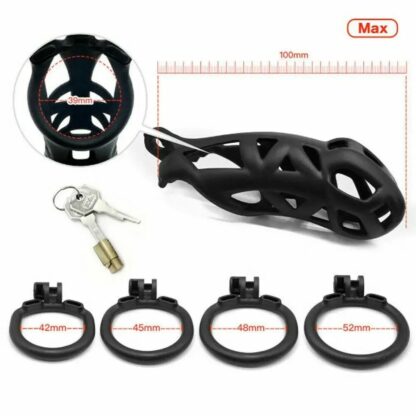 Resin Male Chastity Device Cobra Cock Cage Penis Sleeve With 4 Rings - Image 6