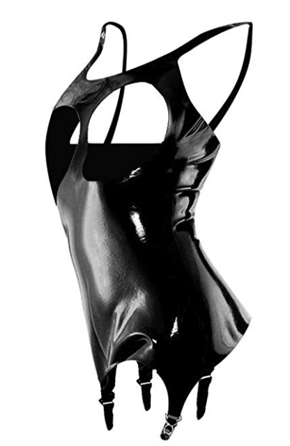 Womens Black Latex Corset Bodie Garter With Suspender Clips: Open Or Closed Bust - Image 2
