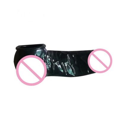 Mens Latex Penis Sleeve Condom Cock Ball Sheath Two Sizes 5 Colours - Image 3