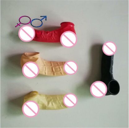 Mens Latex Penis Sleeve Condom Cock Ball Sheath Two Sizes 5 Colours