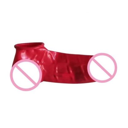 Mens Latex Penis Sleeve Condom Cock Ball Sheath Two Sizes 5 Colours - Image 2