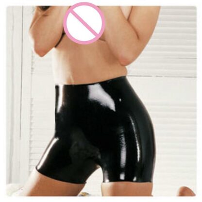 Womens Black Latex Rubber Moulded Shorts High Waist Hot Pants - Image 5