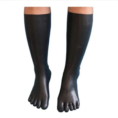 Long 40cm Black Latex Rubber Toe Socks Seamless Latex Socks Rubber