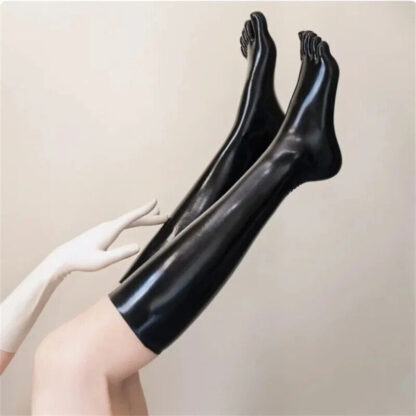 Long 40cm Black Latex Rubber Toe Socks Seamless Latex Socks Rubber - Image 2