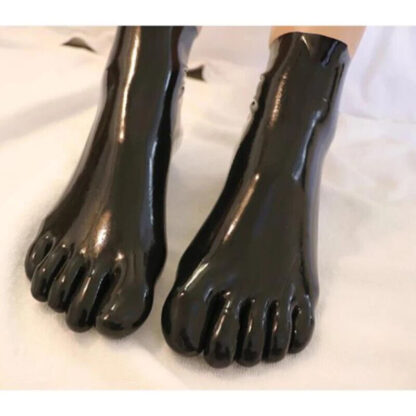 Short 15cm Black Latex Rubber Toe Socks Seamless Latex Socks Rubber - Image 5