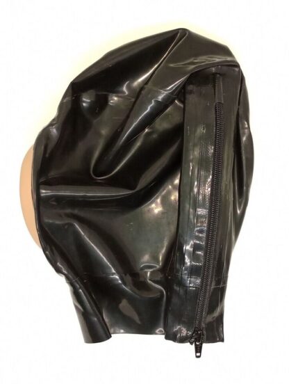 Black Latex Rubber Vagina Hood Mask Zipper Back Natural Rubber - Image 3