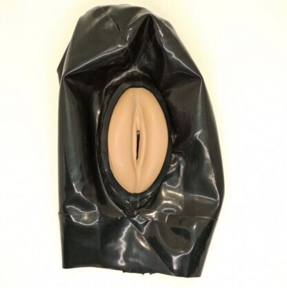 Black Latex Rubber Vagina Hood Mask Zipper Back Natural Rubber - Image 4