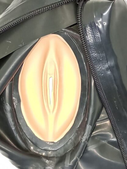 Black Latex Rubber Vagina Hood Mask Zipper Back Natural Rubber - Image 6