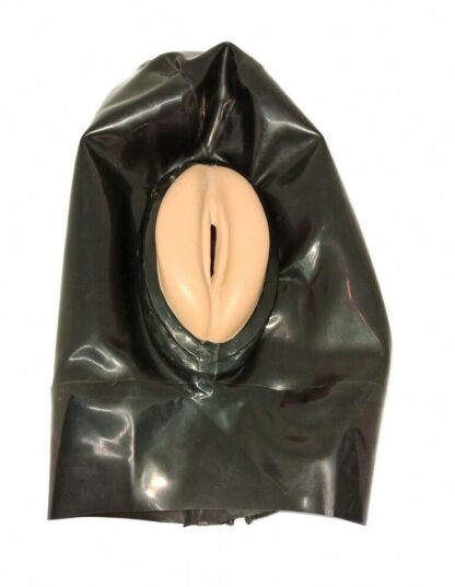 Black Latex Rubber Vagina Hood Mask Zipper Back Natural Rubber - Image 9