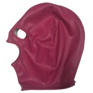 Faux Leather Bondage Fetish Cosplay Hood Mask Zip Back Eye Mouth Holes Rose Pink
