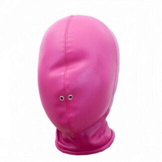 Pink Rose Faux Leather Bondage Fetish Cosplay Hood Mask Full Head Zip Back
